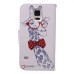 Fashion Colorful Drawing Printed Elegant Giraffe PU Leather Flip Wallet Stand Case With Card Slots For Samsung Galaxy S5 G900