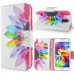 Fashion Colorful Drawing Printed Rainbow Flower PU Leather Flip Wallet Stand Case With Card Slots For Samsung Galaxy S5 G900