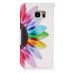 Fashion Colorful Drawing Printed Rainbow Flower PU Leather Flip Wallet Stand Case With Card Slots for Samsung Galaxy S7 Edge G935