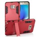 Fashion Hybrid Plastic And TPU Hard Back Case Cover With Kickstand For Samsung Galaxy Note 5 - Red