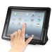 Fashion Leather And Silicone Folio Wake / Sleep Stand Case Cover With Touch Through Screen Protector For iPad 4 / 2 /3 - Black