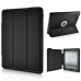 Fashion Leather And Silicone Folio Wake / Sleep Stand Case Cover With Touch Through Screen Protector For iPad 4 / 2 /3 - Black