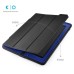 Fashion Leather And Silicone Folio Wake / Sleep Stand Case Cover With Touch Through Screen Protector For iPad 4 / 2 /3 - Black And Blue