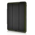 Fashion Leather And Silicone Folio Wake / Sleep Stand Case Cover With Touch Through Screen Protector For iPad 4 / 2 /3 - Black And Green