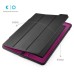 Fashion Leather And Silicone Folio Wake / Sleep Stand Case Cover With Touch Through Screen Protector For iPad 4 / 2 /3 - Black And Magenta