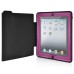 Fashion Leather And Silicone Folio Wake / Sleep Stand Case Cover With Touch Through Screen Protector For iPad 4 / 2 /3 - Black And Magenta