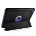 Fashion Leather And Silicone Folio Wake / Sleep Stand Case Cover With Touch Through Screen Protector For iPad Air 2(iPad 6) - Black And Blue