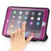 Fashion Leather And Silicone Folio Wake / Sleep Stand Case Cover With Touch Through Screen Protector For iPad Air 2(iPad 6) - Black And Magenta