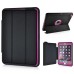 Fashion Leather And Silicone Folio Wake / Sleep Stand Case Cover With Touch Through Screen Protector For iPad Air 2(iPad 6) - Black And Magenta