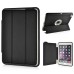 Fashion Leather And Silicone Folio Wake / Sleep Stand Case Cover With Touch Through Screen Protector For iPad Air 2(iPad 6) - Black And White