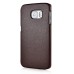 Fashion Litchi Grain Leather Coated Protective Back Cover for Samsung Galaxy S6 Edge - Dark Brown