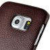 Fashion Litchi Grain Leather Coated Protective Back Cover for Samsung Galaxy S6 Edge - Dark Brown