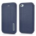 Fashion PU Leather with Stand Flip Case for iPhone 4/4s - Navy Blue