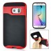 Fashion Stripe Impact Resistance Rugged Hybrid Plastic Frame And TPU Back Case Cover For Samsung Galaxy S6 Edge - Red