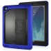 Fashionable Black Plastic and Silicone Stand Protective Case with Touch Screen Film for iPad 2/3/4 - Dark Blue