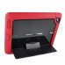 Fashionable Black Plastic and Silicone Stand Protective Case with Touch Screen Film for iPad 2/3/4 - Red