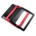 Fashionable Black Plastic and Silicone Stand Protective Case with Touch Screen Film for iPad 2/3/4 - Red