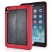 Fashionable Black Plastic and Silicone Stand Protective Case with Touch Screen Film for iPad Air - Red