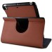 Fashionable Denim Design Rotatable Leather Stand Case For iPad Mini 1/2/3 - Brown