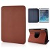 Fashionable Denim Design Rotatable Leather Stand Case For iPad Mini 1/2/3 - Brown