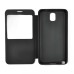 Fashionable Line Pattern Window View Folio Stand Leather Case For Samsung Galaxy Note 3 - Black