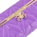 Fashionable Metal Bowknot Ribbon Leather Case with Wallet Slot for iPhone 4 iPhone 4S - Purple