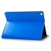 Fine Horse Skin Grain Wax  Design Sleep/Wake Stand PU Leather Folio Case With Card Slots For iPad Air 2 (iPad 6) - Dark Blue