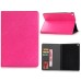 Fine Horse Skin Grain Wax  Design Sleep/Wake Stand PU Leather Folio Case With Card Slots For iPad Air 2 (iPad 6) - Magenta