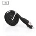 Flat Noodle Shape USB Data Sync Charger Cable Cord for Samsung Galaxy S5 Note 3 - Black