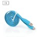 Flat Noodle Shape USB Data Sync Charger Cable Cord for Samsung Galaxy S5 Note 3 - Blue