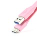 Flat Noodle Shape USB Data Sync Charger Cable Cord for Samsung Galaxy S5 Note 3 - Pink