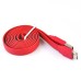 Flat Noodle Shape USB Data Sync Charger Cable Cord for Samsung Galaxy S5 Note 3 - Red