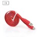 Flat Noodle Shape USB Data Sync Charger Cable Cord for Samsung Galaxy S5 Note 3 - Red