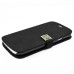 Glam Solid Color Magnetic Flip Snow Grain Leather Stand Case Cover With Card Slot For Samsung Galaxy S3 I9300 - Black