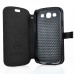 Glam Solid Color Magnetic Flip Snow Grain Leather Stand Case Cover With Card Slot For Samsung Galaxy S3 I9300 - Black