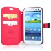 Glam Solid Color Magnetic Flip Snow Grain Leather Stand Case Cover With Card Slot For Samsung Galaxy S3 I9300 - Red