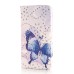 Glittering Rhinestone Inlaid Colorful Drawing Pattern Magnetic Folio Leather Case with Card Slot for Samsung Galaxy Note 4 - Blue Butterfly