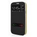 Golden Beach Grain Double Window Smart View Flip Leather Case Cover for Samsung Galaxy S3 - Black