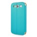 Golden Beach Grain Double Window Smart View Flip Leather Case Cover for Samsung Galaxy S3 - Blue
