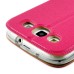 Golden Beach Grain Double Window Smart View Flip Leather Case Cover for Samsung Galaxy S3 - Magenta
