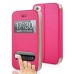 Golden Beach Grain Double Window Smart View Flip Leather Case Cover for iPhone 4 iPhone 4S - Magenta