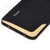 Golden Metal L Pattern Twill Carbon Fiber Back Cover For iPhone 4 - Black