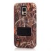 Grass Pattern Silicone And PC Back Case With Stand And Touch Through Screen Protector For Samsung Galaxy S5 G900 - Black