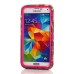 Grass Pattern Silicone And PC Back Case With Stand And Touch Through Screen Protector For Samsung Galaxy S5 G900 - Magenta