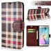 Grid Design Magnetic Stand Leather Card Holder Wallet Case For Samsung Galaxy S6 Edge Plus - Brown