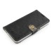 Grid Grain Rhinestone Crown Clasp Magnet Inlaid Stand Wallet Leather Case for Samsung Galaxy S6 G920 - Black