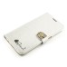 Grid Grain Rhinestone Crown Clasp Magnet Inlaid Stand Wallet Leather Case for Samsung Galaxy S6 G920 - White