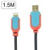 High Speed Premium Nylon Net 8 pin to USB Data Sync Charge Cord cable for iPhone 5/5s/5c iPad Air - Orange / Blue