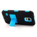 Hybrid Silicone and PC Stand Protective Back Case with Screen Film for Samsung Galaxy S5 - Light Blue/Black