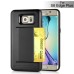 Impact Resistant Wallet Case Card Slot Shell Shockproof Hard TPU And PC Back Cover For Samsung Galaxy S6 Edge Plus - Black